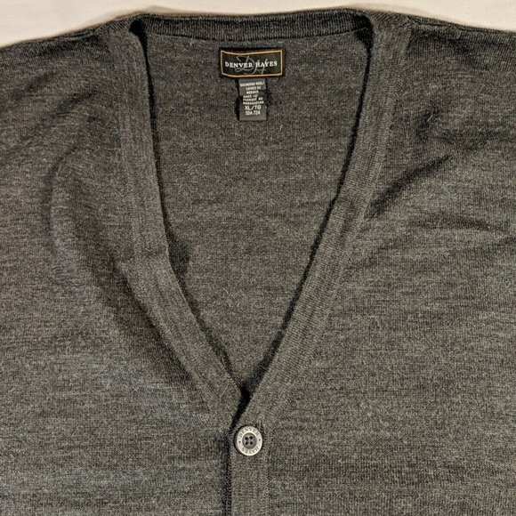 Denver Hayes 100% Merino Wool Button Up Vest Mens XL Charcoal Grey Gray SDA-724 - Picture 2 of 9